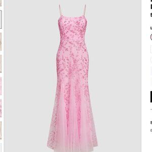 Pink - with floral sparkle Detail - Mermaid Dress.  Never worn.  Size M